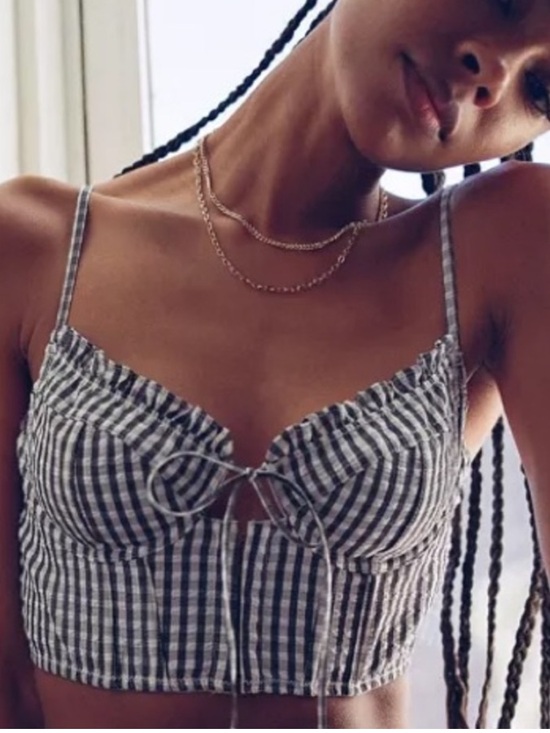 Urban Outfitters Tops - NEW Urban Outfitters black white Tie-Front bustier corset style Crop Top Sz S